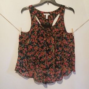 Cute flower print tank top blouse